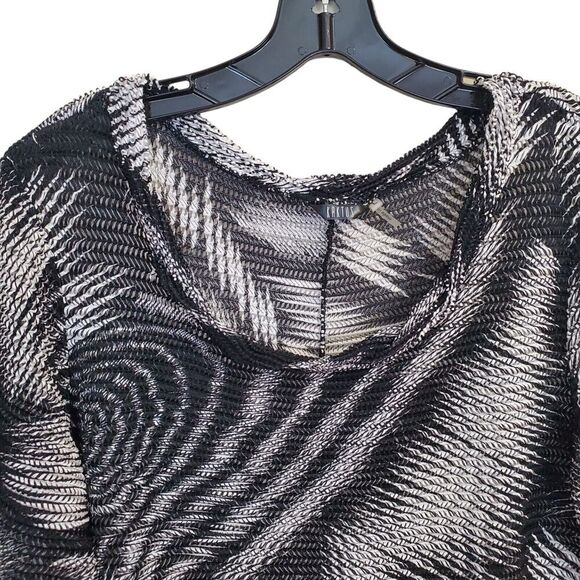 KAKTUS Tunic Size Large Asymmetric Handkerchief Hem black/white Top Mesh Scoop - Picture 4 of 13